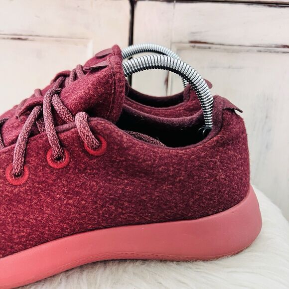 All Birds Burgundy Red Merino Wool Super Soft Lace up Sneakers - Mens Size 9 - Picture 3 of 8